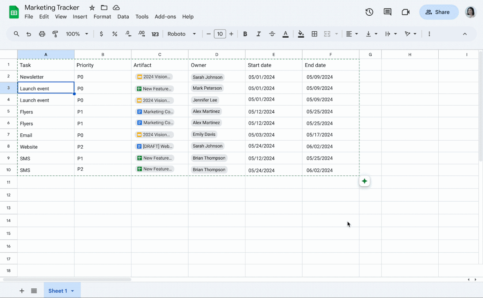 Google เพิ่มฟีเจอร์สำหรับแปลงข้อมูลใน Sheets ให้เป็นตารางโดยอัตโนมัติ