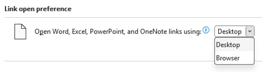 Choose how OneNote opens Microsoft 365 file links