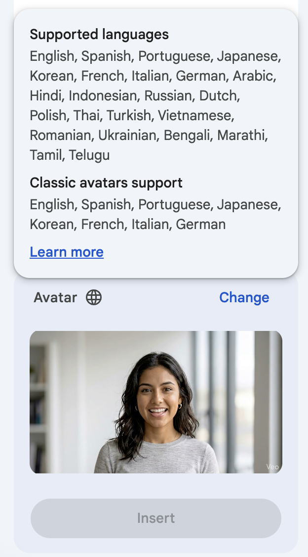 Enhanced AI avatar features and capabilities in Google Vids