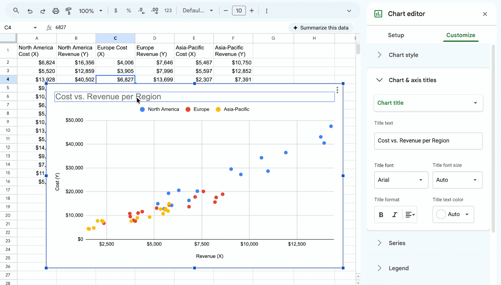 Use custom web fonts in Google Sheets charts